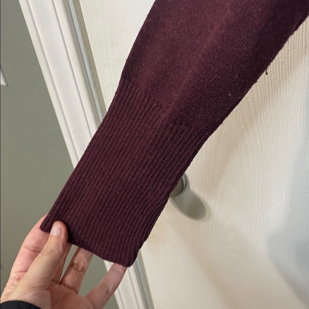 Athleta Aster Ribbed Hooded Pullover Sweatshirt Maroon Women Size Large - Picture 3 of 8